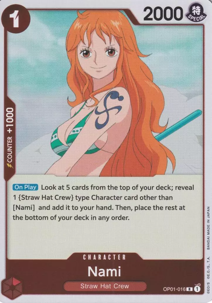 op01-016-nami-rare-romance-dawn Nami OP01-016 ist in Rare. Die One Piece Karte ist aus Romance Dawn in Normal Art.