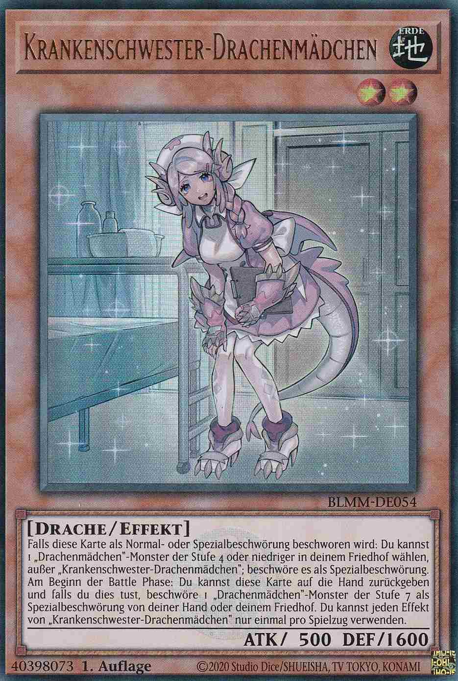 Krankenschwester-Drachenmädchen BLMM-DE054 ist in Ultra Rare Yu-Gi-Oh Karte aus Battles of Legend Monster Mayhem 1.Auflage