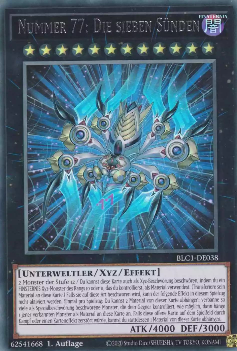 Nummer 77: Die sieben Sünden BLC1-DE038 ist in Silber Ultra Rare Yu-Gi-Oh Karte aus Battles of Legend Chapter 1 1.Auflage