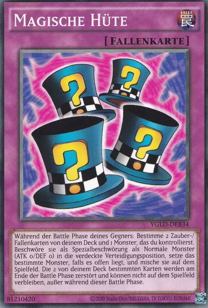 Magische Hüte YGLD-DEB34 ist in Common Yu-Gi-Oh Karte aus Yugis Legendary Decks - King of Games unlimitiert
