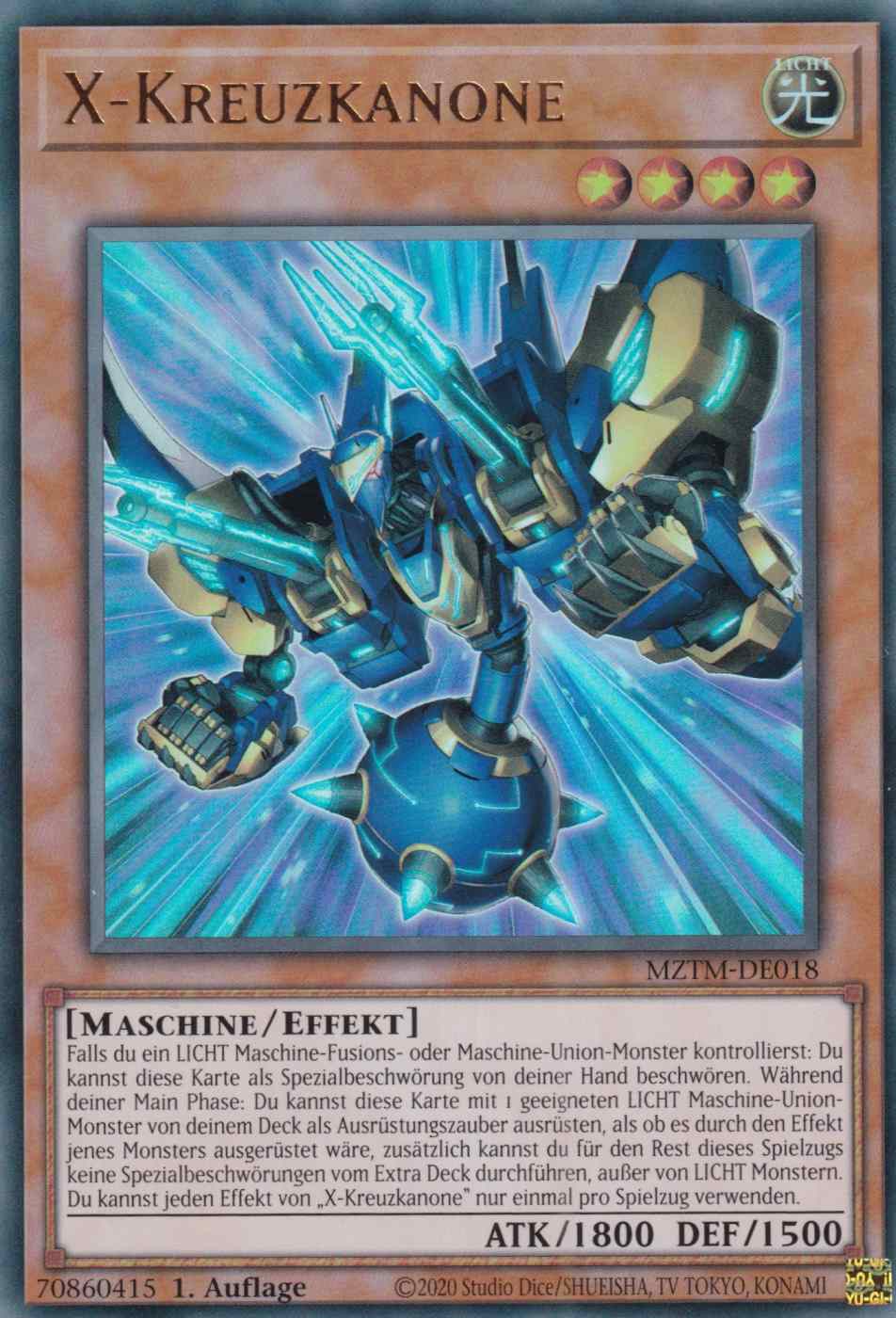 X-Kreuzkanone MZTM-DE018 ist in Ultra Rare Yu-Gi-Oh Karte aus Maze of the Master 1.Auflage