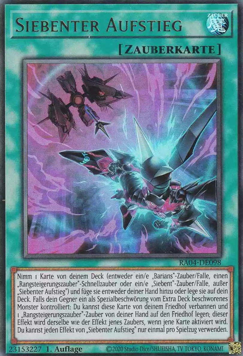 Siebenter Aufstieg Ultra Rare RA04-DE098 Yugioh Karte Siebenter Aufstieg RA04-DE098 ist in Ultra Rare Yu-Gi-Oh Karte aus Quarter Century Stampede 1.Auflage