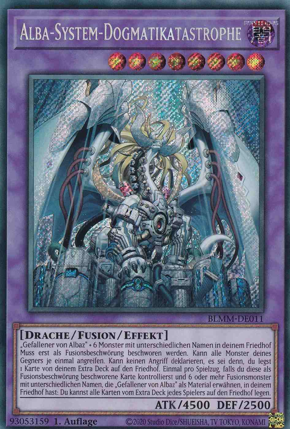 Alba-System-Dogmatikatastrophe BLMM-DE011 ist in Secret Rare Yu-Gi-Oh Karte aus Battles of Legend Monster Mayhem 1.Auflage