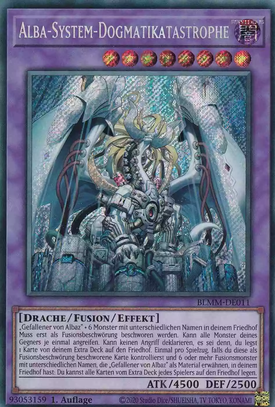 Alba-System-Dogmatikatastrophe BLMM-DE011 ist in Secret Rare Yu-Gi-Oh Karte aus Battles of Legend Monster Mayhem 1.Auflage