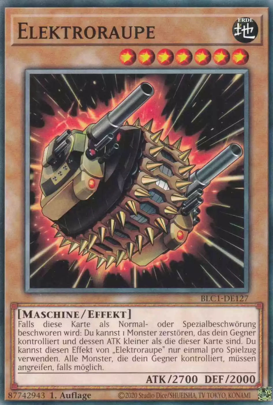 Elektroraupe BLC1-DE127 ist in Common Yu-Gi-Oh Karte aus Battles of Legend Chapter 1 1.Auflage