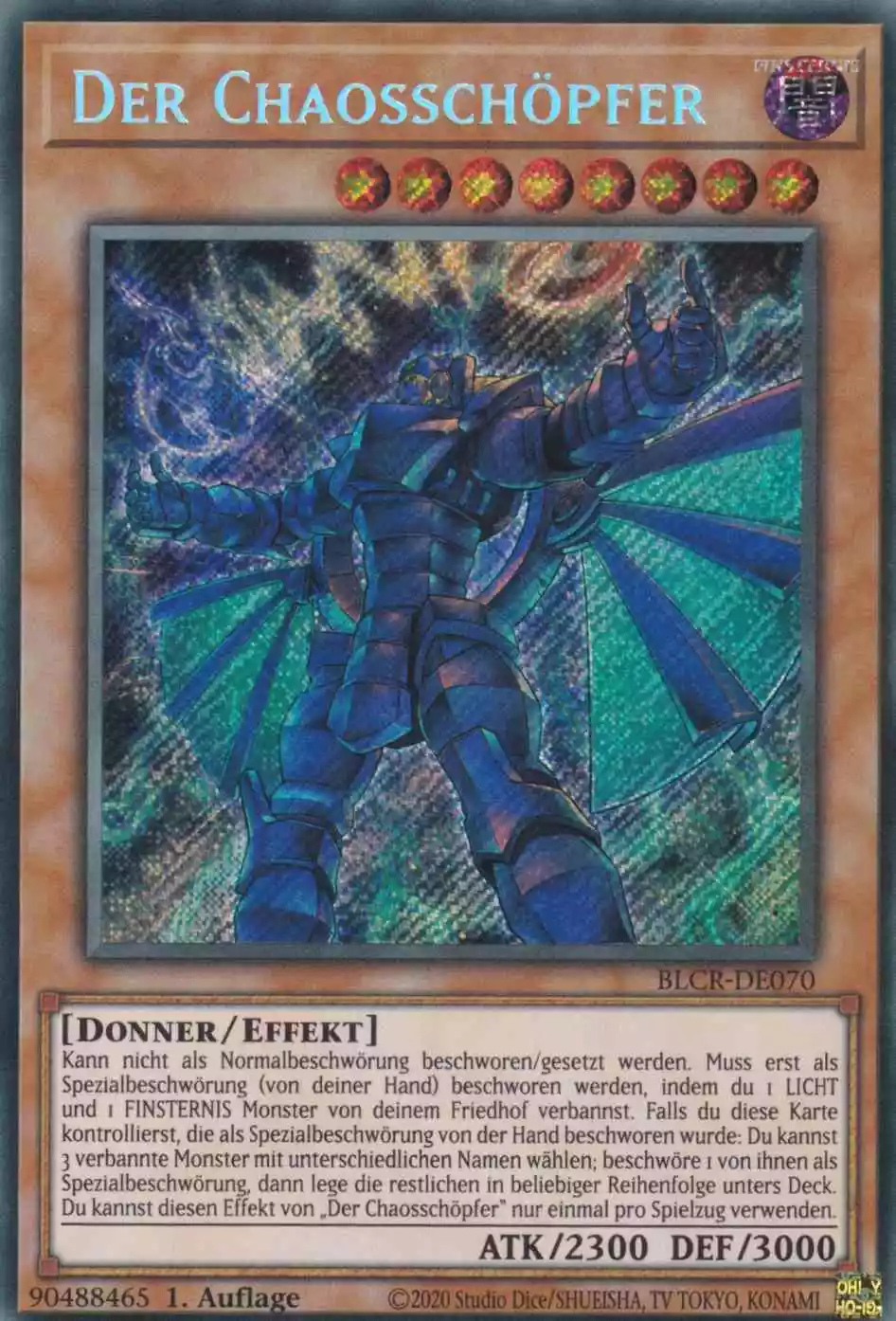 Der Chaosschöpfer BLCR-DE070 ist in Secret Rare Yu-Gi-Oh Karte aus Battles of Legend Crystal Revenge 1.Auflage