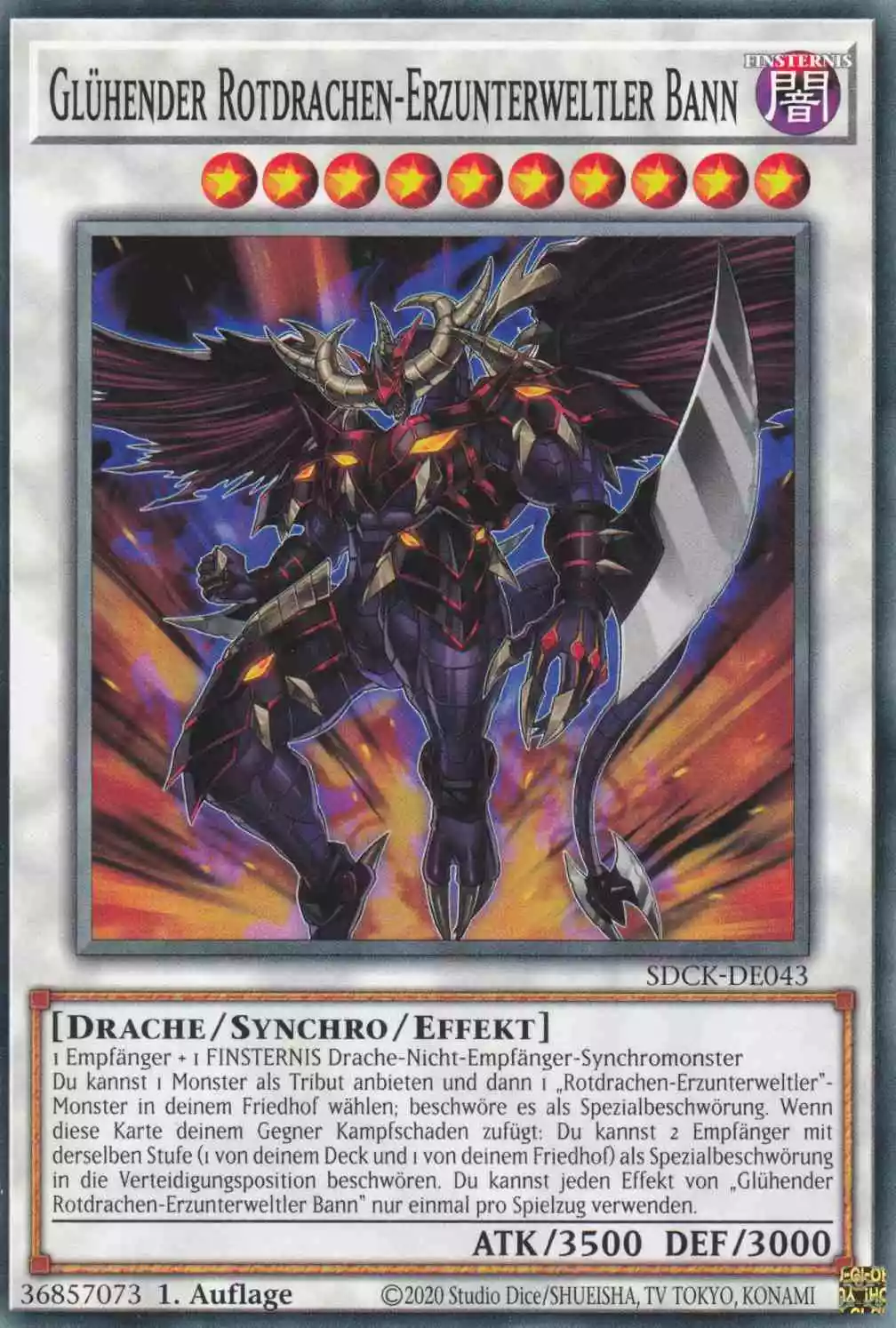 Glühender Rotdrachen-Erzunterweltler Bann SDCK-DE043 ist in Common Yu-Gi-Oh Karte aus The Crimson King 1.Auflage