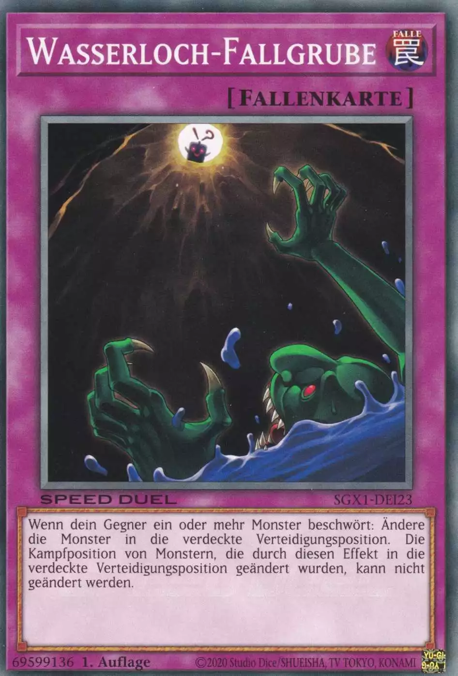 Wasserloch-Fallgrube SGX1-DEI23 ist in Common Yu-Gi-Oh Karte aus Speed Duel GX Duel Academy Box 1.Auflage