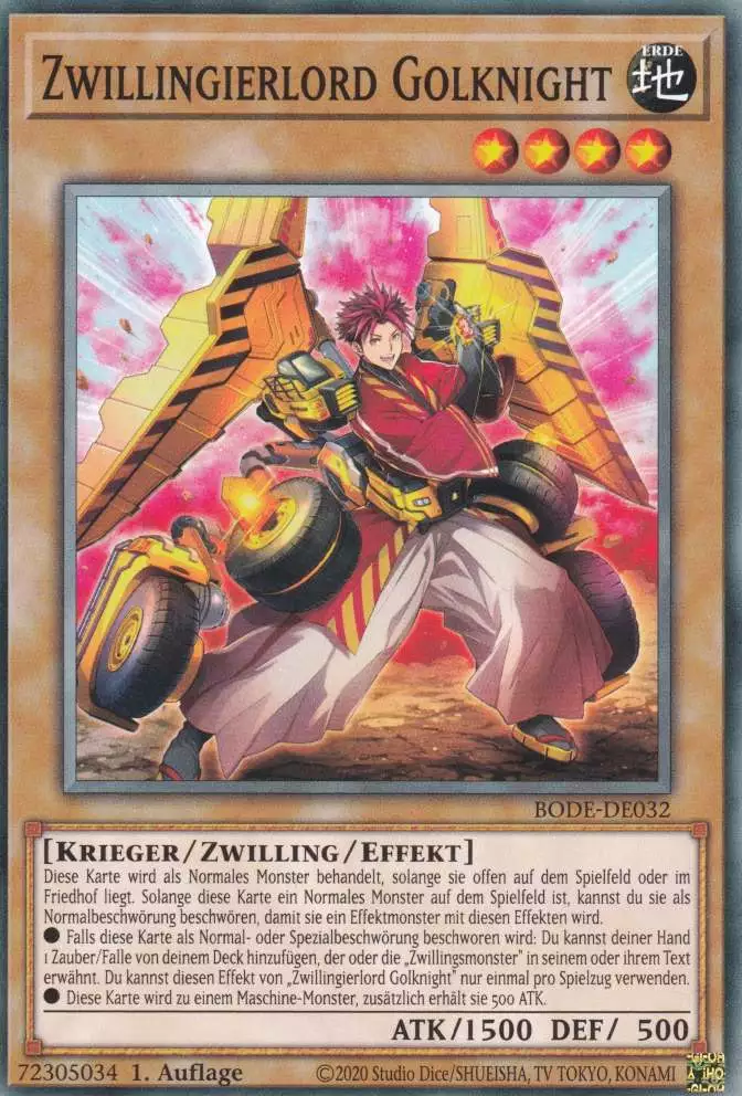 Zwillingierlord Golknight BODE-DE032 ist in Common Yu-Gi-Oh Karte aus Burst of Destiny 1.Auflage