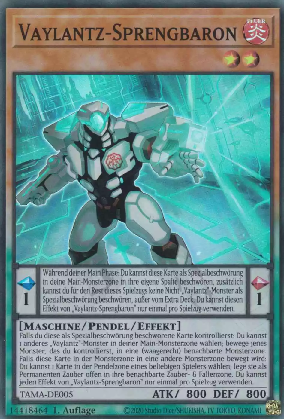 Vaylantz-Sprengbaron TAMA-DE005 ist in Super Rare Yu-Gi-Oh Karte aus Tactical Masters 1.Auflage