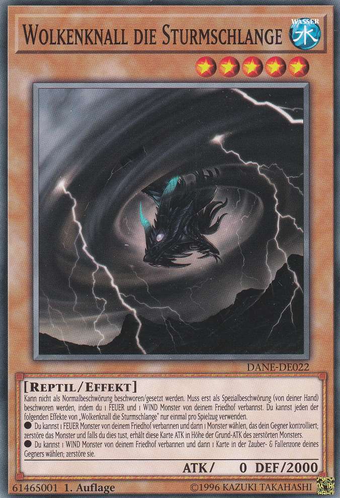 Wolkenknall die Sturmschlange DANE-DE022 ist in Common Yu-Gi-Oh Karte aus Dark Neostorm 1.Auflage