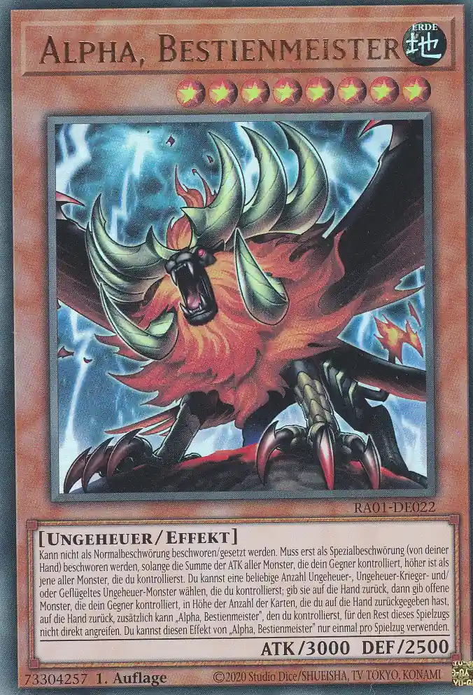 Alpha, Bestienmeister RA01-DE022 ist in Ultra Rare Yu-Gi-Oh Karte aus 25th Anniversary Rarity Collection 1.Auflage