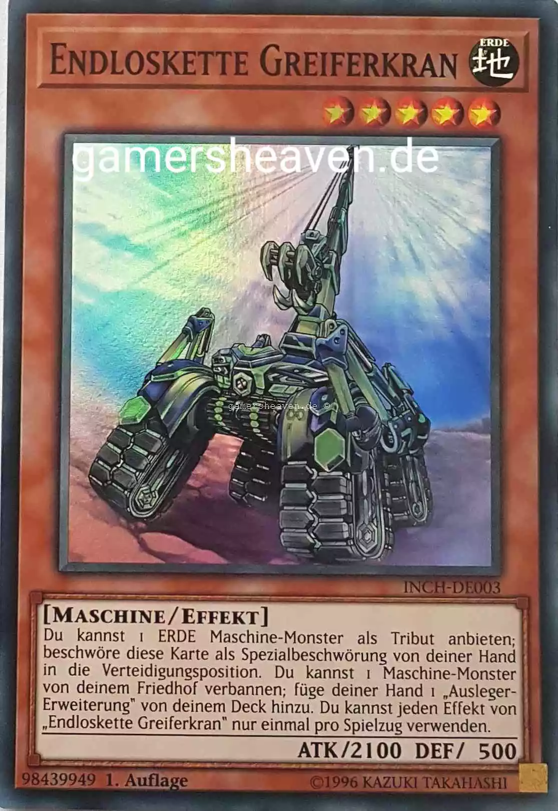 Endloskette Greiferkran INCH-DE003 ist in Super Rare Yu-Gi-Oh Karte aus The Infinity Chasers 1.Auflage