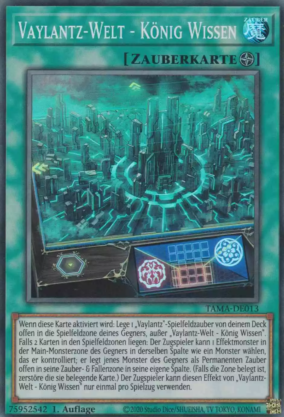 Vaylantz-Welt - König Wissen TAMA-DE013 ist in Super Rare Yu-Gi-Oh Karte aus Tactical Masters 1.Auflage