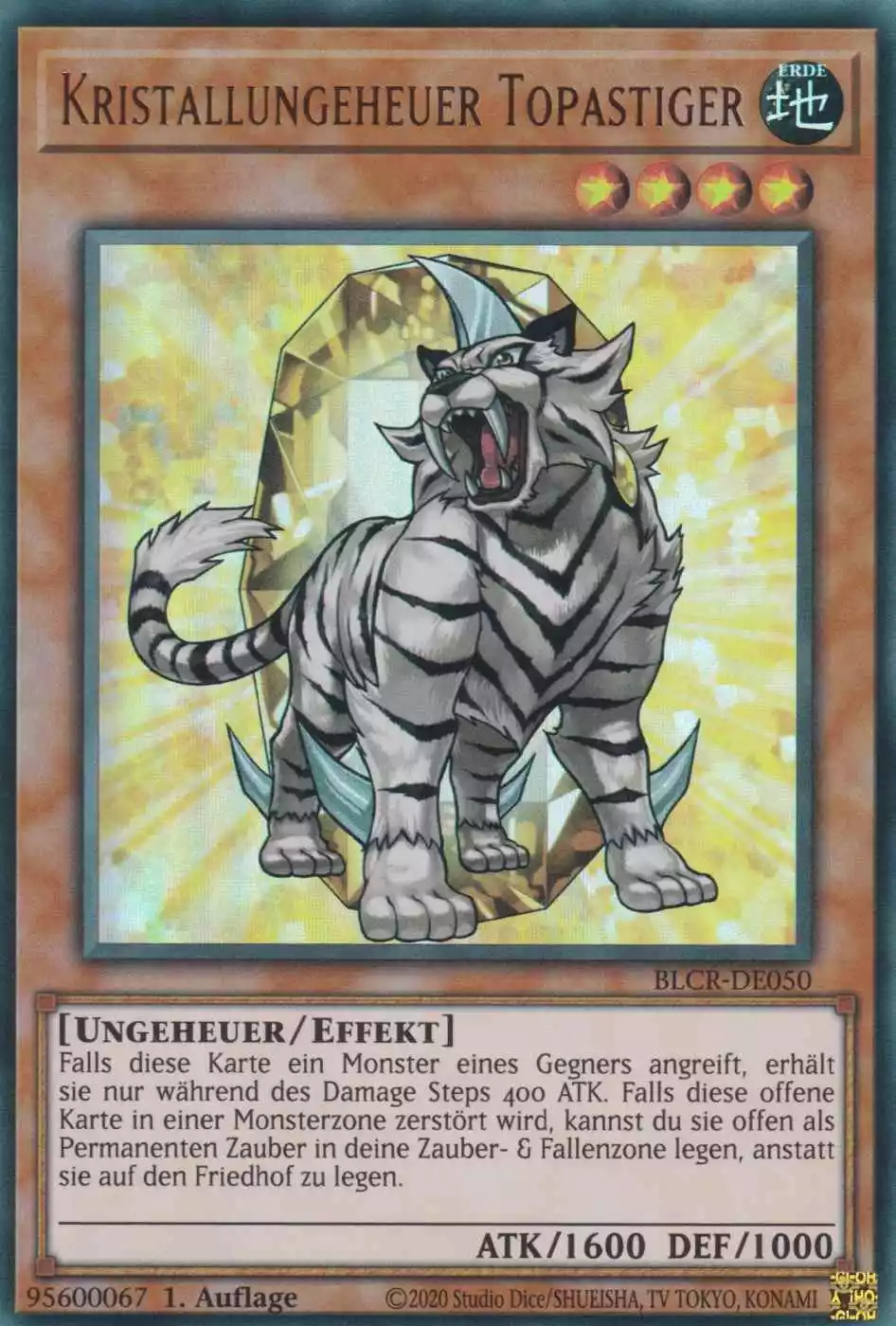 Kristallungeheuer Topastiger BLCR-DE050 ist in Ultra Rare Yu-Gi-Oh Karte aus Battles of Legend Crystal Revenge 1.Auflage