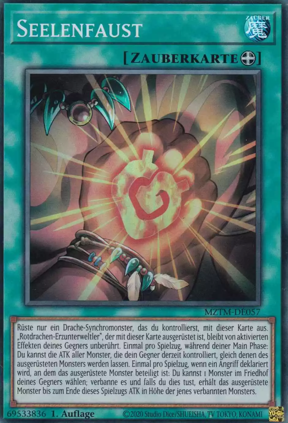 Seelenfaust MZTM-DE057 ist in Super Rare Yu-Gi-Oh Karte aus Maze of the Master 1.Auflage