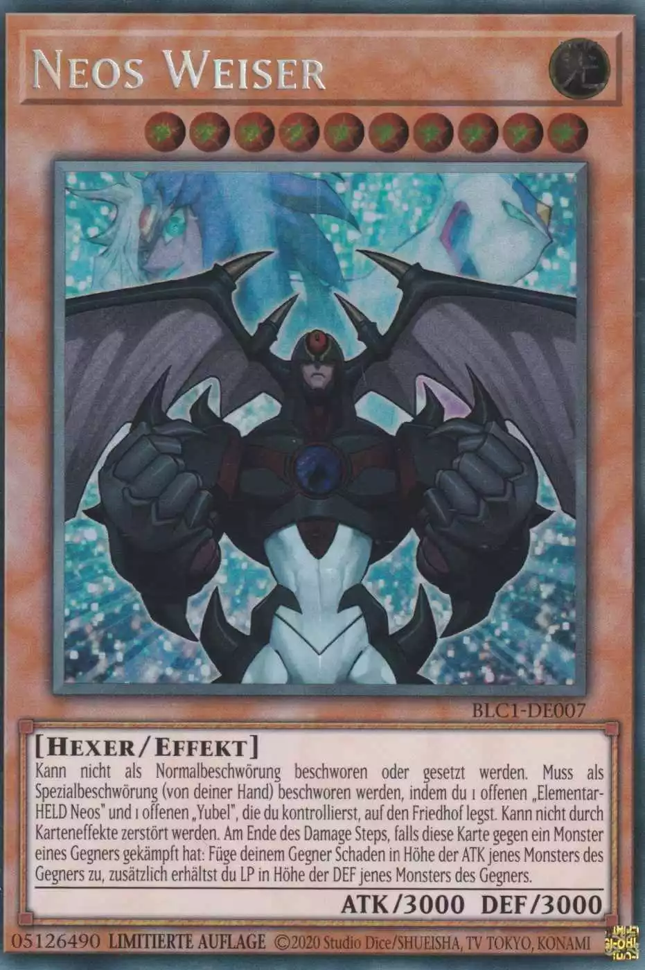 Neos Weiser BLC1-DE007 ist in Secret Rare Yu-Gi-Oh Karte aus Battles of Legend Chapter 1 1.Auflage