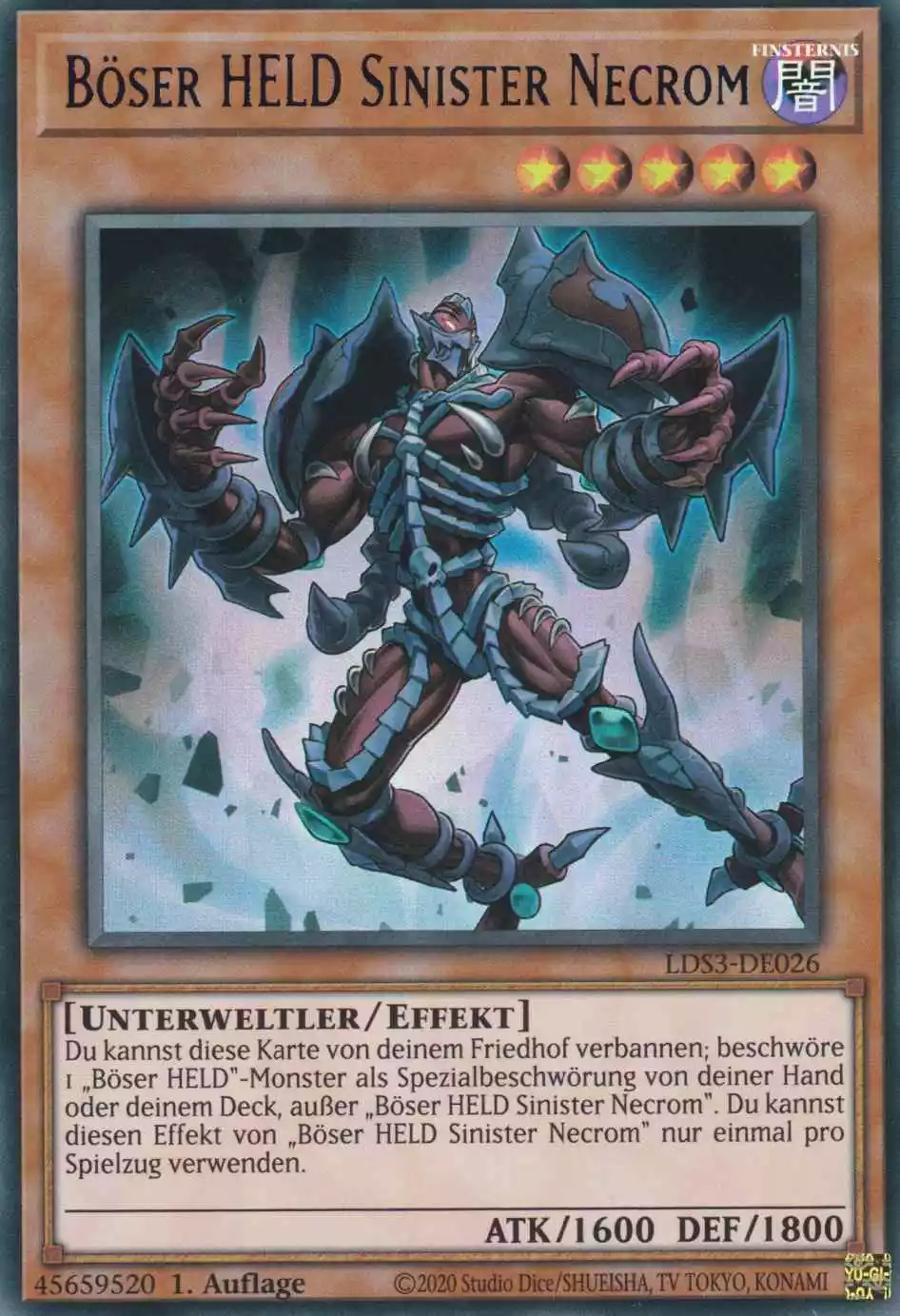 Böser HELD Sinister Necrom (blau) LDS3-DE026 ist in Colorful Ultra Rare Yu-Gi-Oh Karte aus Legendary Duelists Season 3 1.Auflage