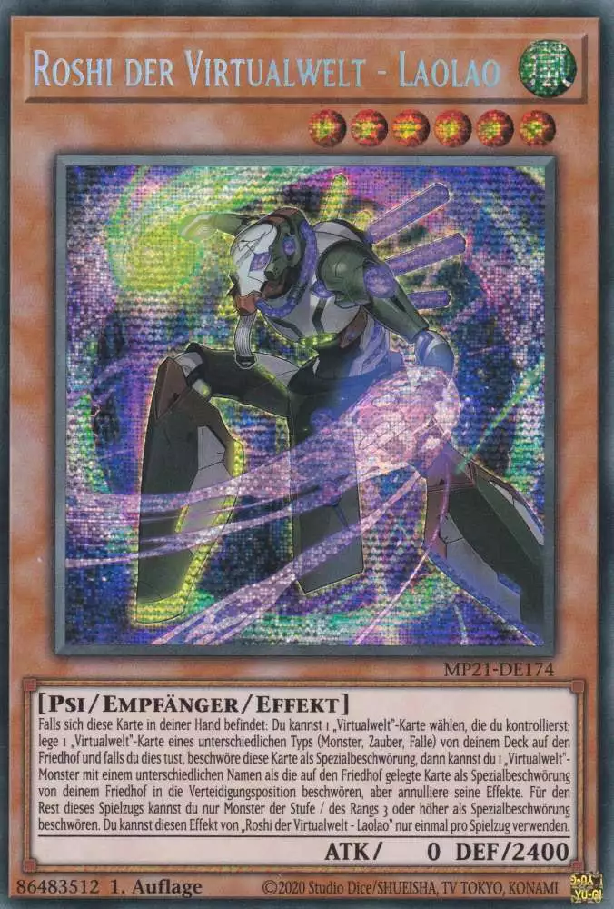 Roshi der Virtualwelt - Laolao MP21-DE174 ist in Prismatic Secret Rare Yu-Gi-Oh Karte aus Tin of Ancient Battles 1.Auflage