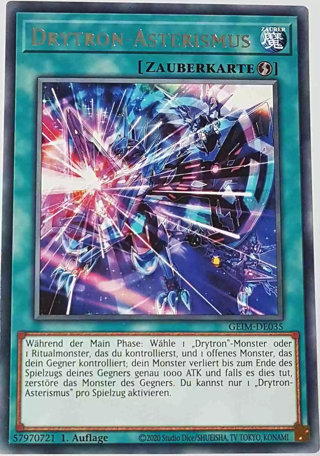 Drytron-Asterismus GEIM-DE035 ist in Rare Yu-Gi-Oh Karte aus Genesis Impact 1. Auflage