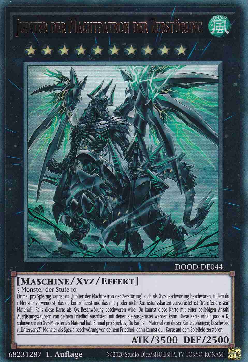 Jupiter der Machtpatron der Zerstörung DOOD-DE044 ist in Ultra Rare Yu-Gi-Oh Karte aus Doom of Dimensions 1.Auflage