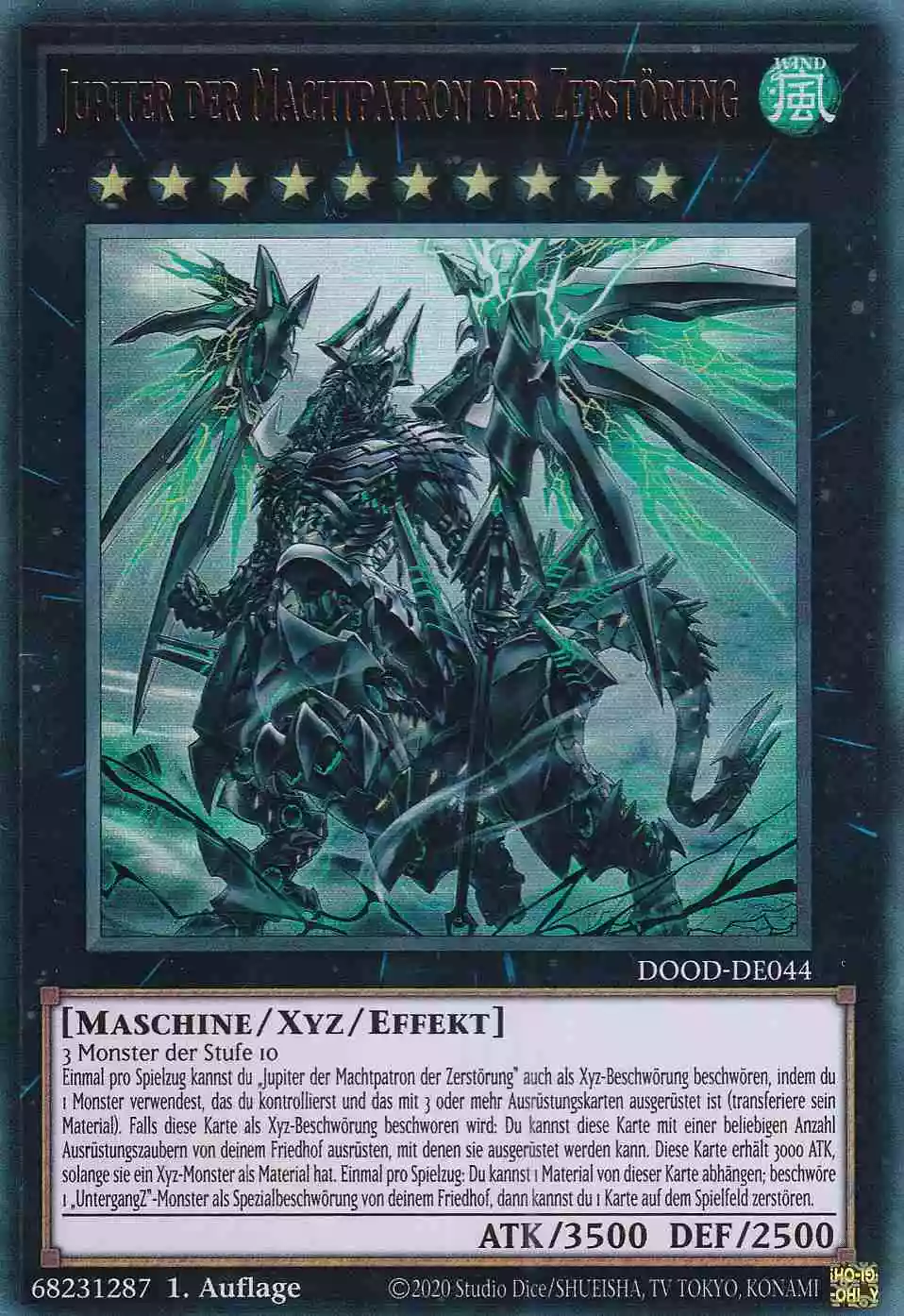 Jupiter der Machtpatron der Zerstörung DOOD-DE044 ist in Ultra Rare Yu-Gi-Oh Karte aus Doom of Dimensions 1.Auflage
