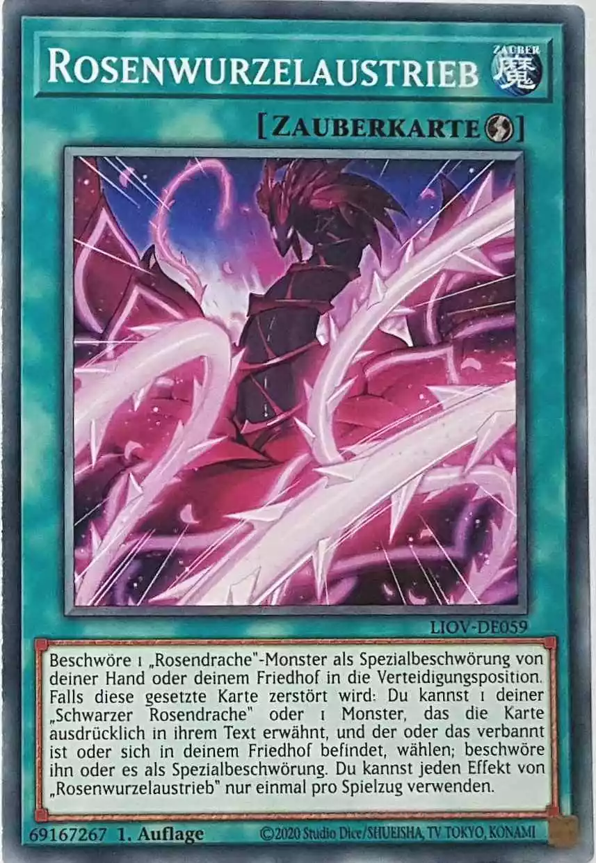 Rosenwurzelaustrieb LIOV-DE059 ist in Common Yu-Gi-Oh Karte aus Lightning Overdrive 1.Auflage