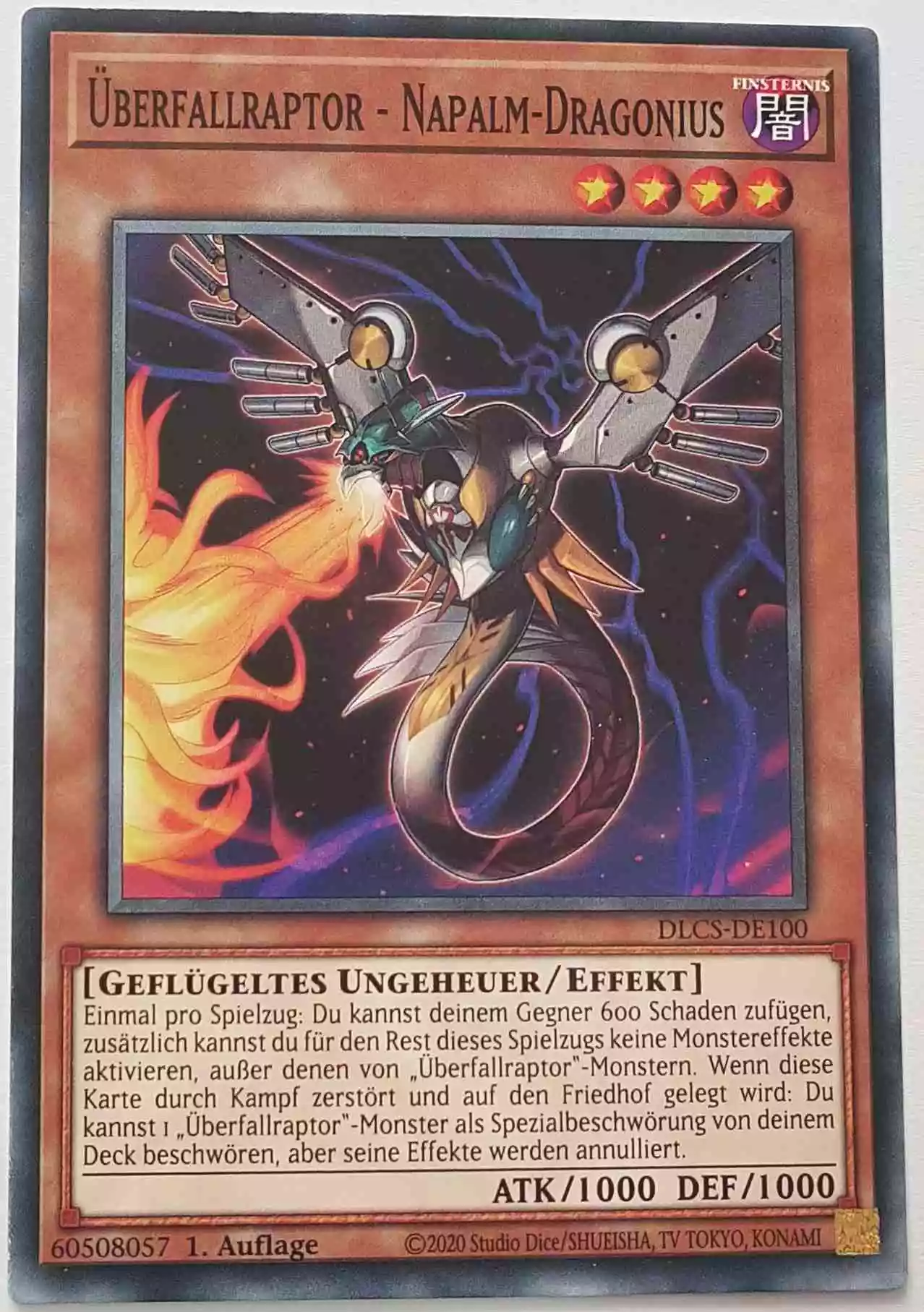 Überfallraptor - Napalm-Dragonius DLCS-DE100 ist in Common Yu-Gi-Oh Karte aus Dragons of Legend The Complete Series 1.Auflage