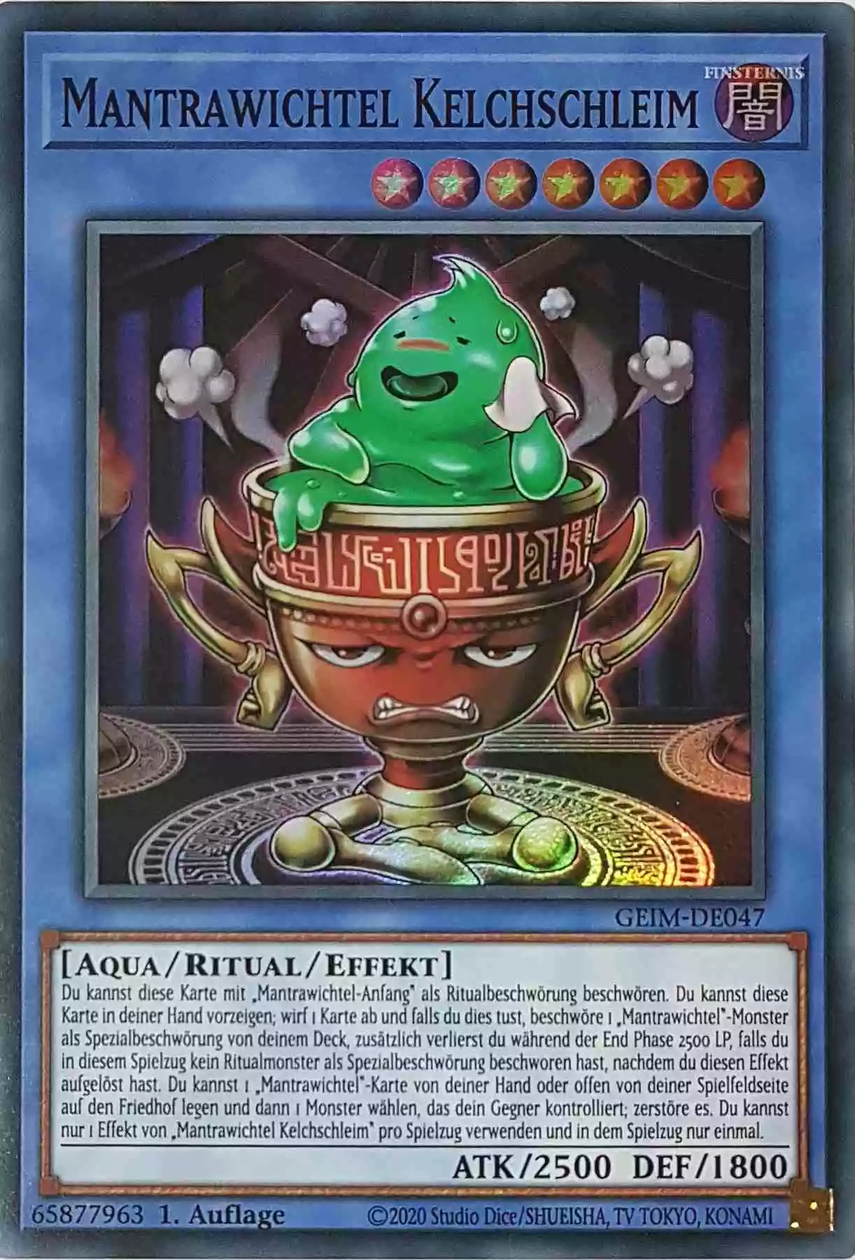 Mantrawichtel Kelchschleim GEIM-DE047 ist in Super Rare Yu-Gi-Oh Karte aus Genesis Impact 1. Auflage