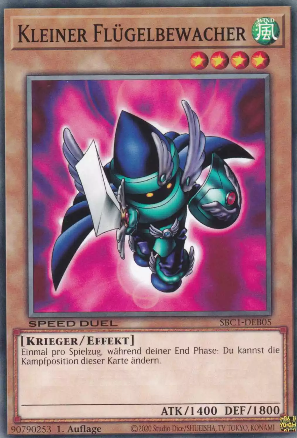 Kleiner Flügelbewacher SBC1-DEB05 ist in Common Yu-Gi-Oh Karte aus Streets of Battle City 1.Auflage