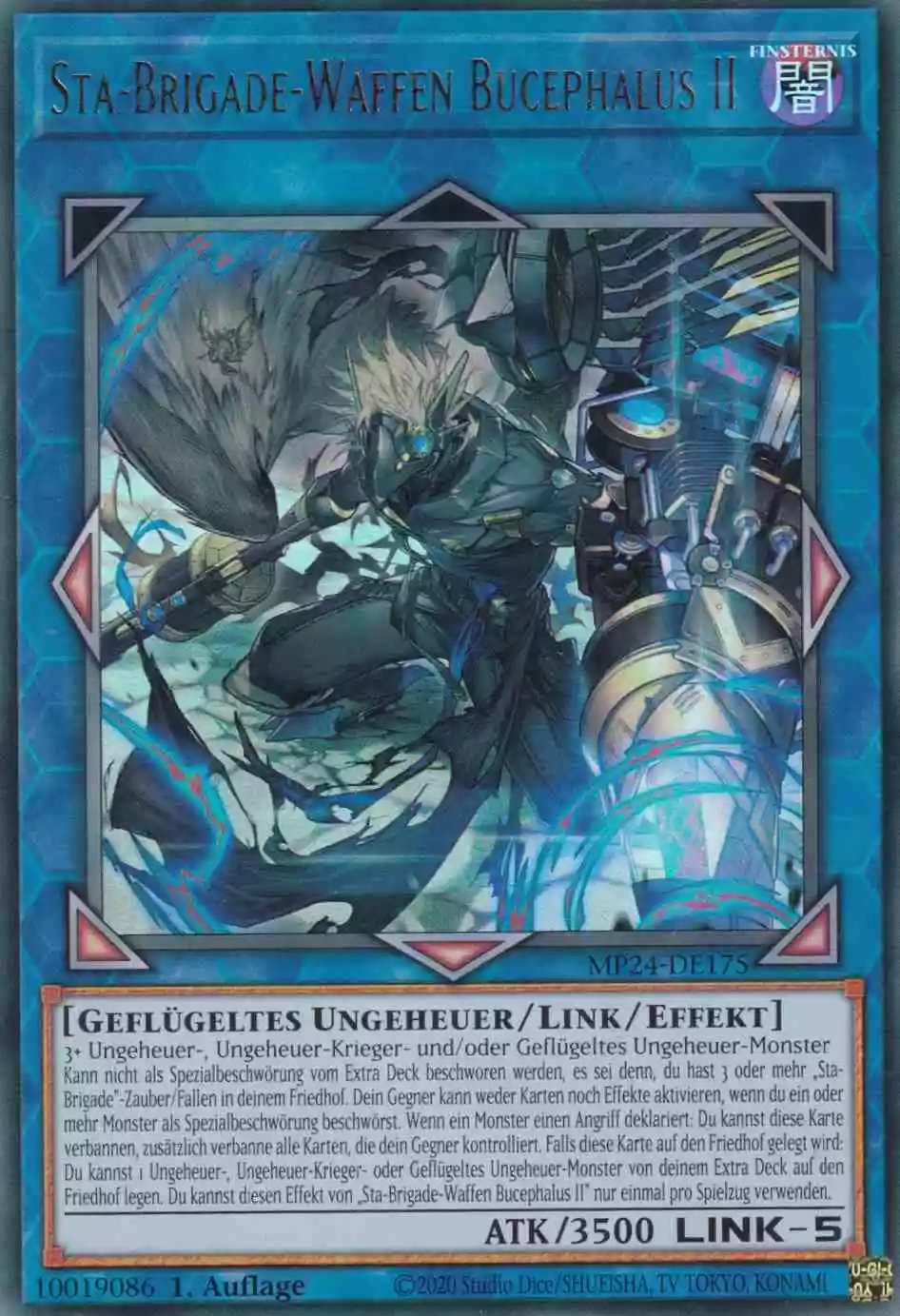 Sta-Brigade-Waffen Bucephalus II MP24-DE175 ist in Ultra Rare Yu-Gi-Oh Karte aus 25th Anniversary Tin Dueling Mirrors 1.Auflage