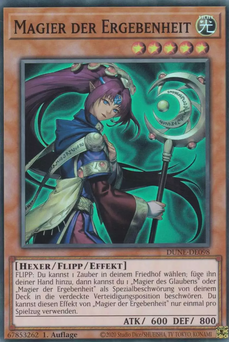 Magier der Ergebenheit DUNE-DE098 ist in Super Rare Yu-Gi-Oh Karte aus Duelist Nexus 1.Auflage