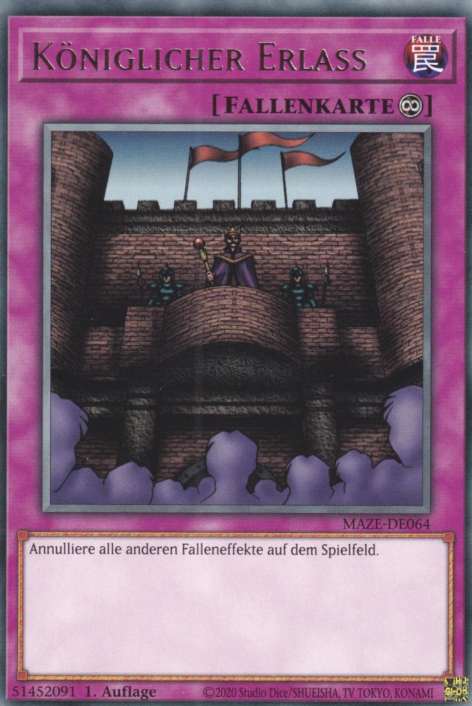 Königlicher Erlass MAZE-DE064 ist in Rare Yu-Gi-Oh Karte aus Maze of Memories 1.Auflage