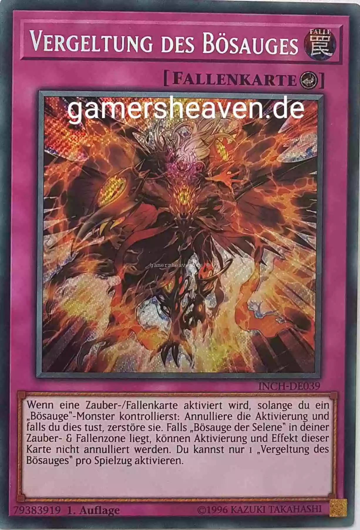 Vergeltung des Bösauges INCH-DE039 ist in Secret Rare Yu-Gi-Oh Karte aus The Infinity Chasers 1.Auflage