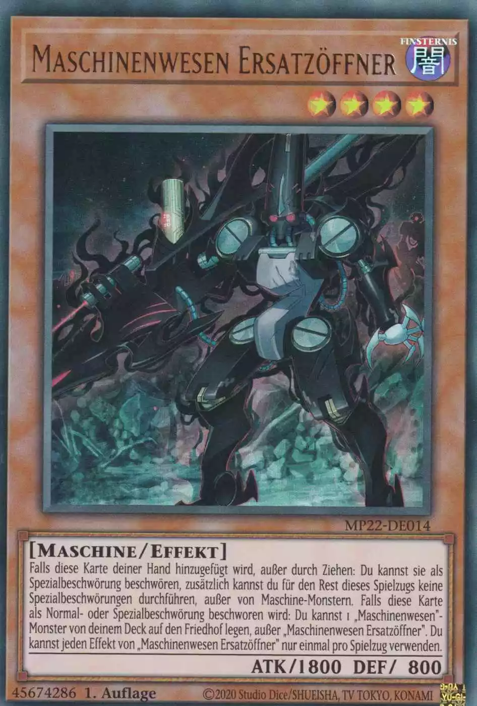 Maschinenwesen Ersatzöffner MP22-DE014 ist in Ultra Rare Yu-Gi-Oh Karte aus Tin of the Pharaoh’s Gods 1.Auflage