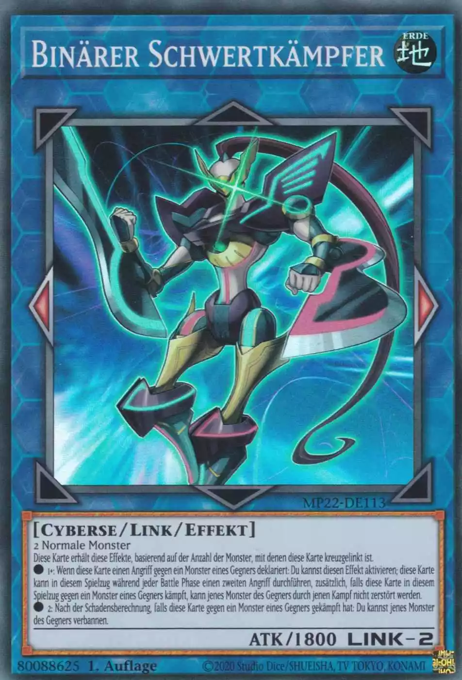 Binärer Schwertkämpfer MP22-DE113 ist in Super Rare Yu-Gi-Oh Karte aus Tin of the Pharaoh’s Gods 1.Auflage