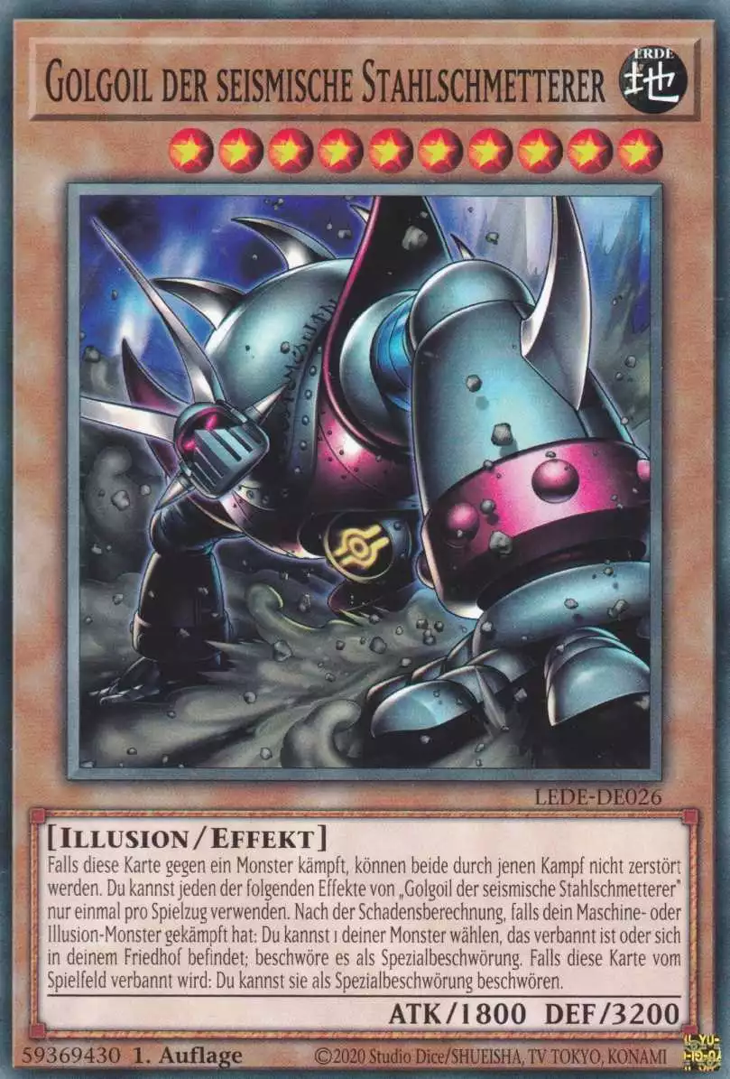 Golgoil der seismische Stahlschmetterer LEDE-DE026 ist in Common Yu-Gi-Oh Karte aus Legacy Of Destruction 1.Auflage