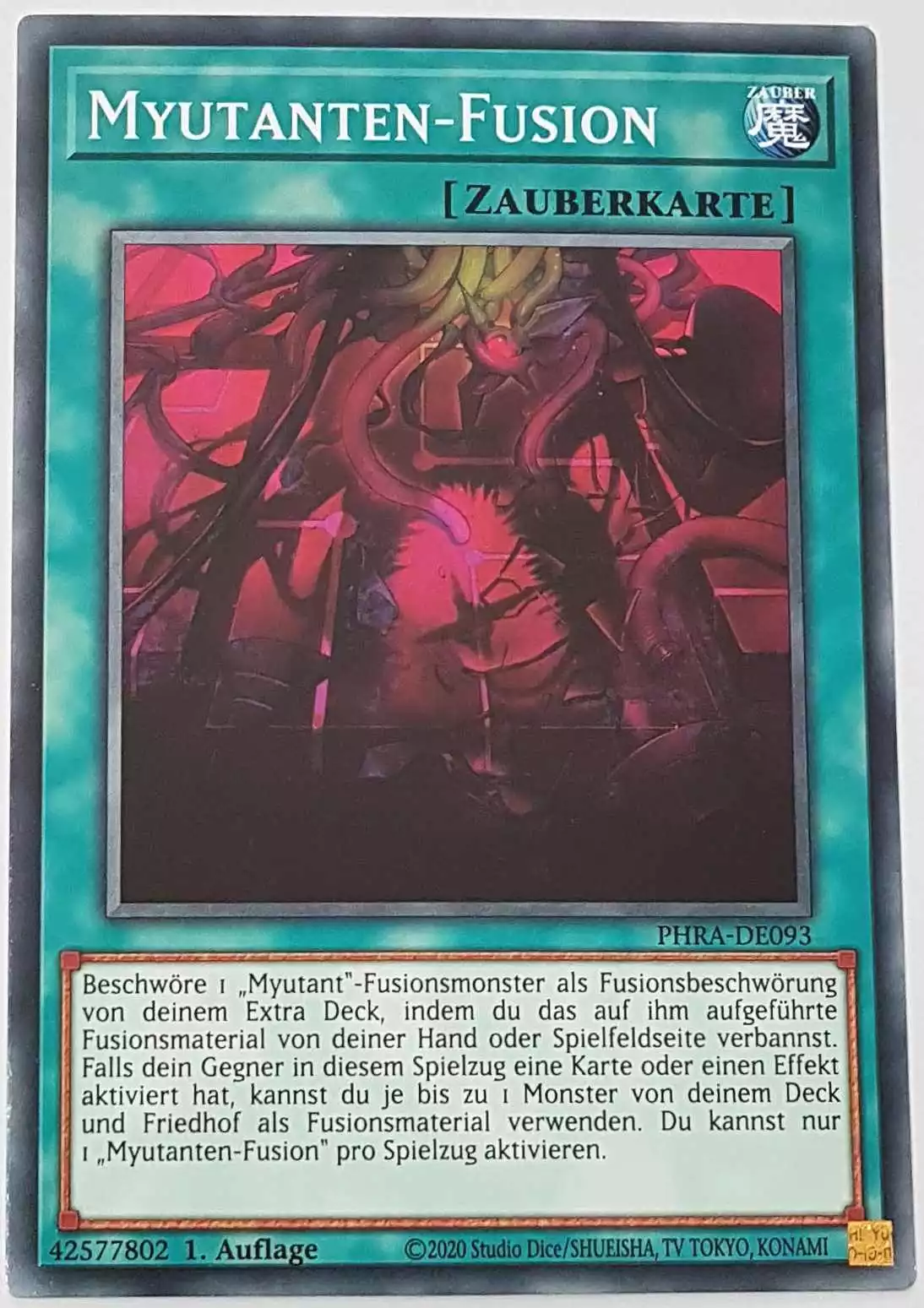 Myutanten-Fusion PHRA-DE093 ist in Common Yu-Gi-Oh Karte aus Phantom Rage 1. Auflage