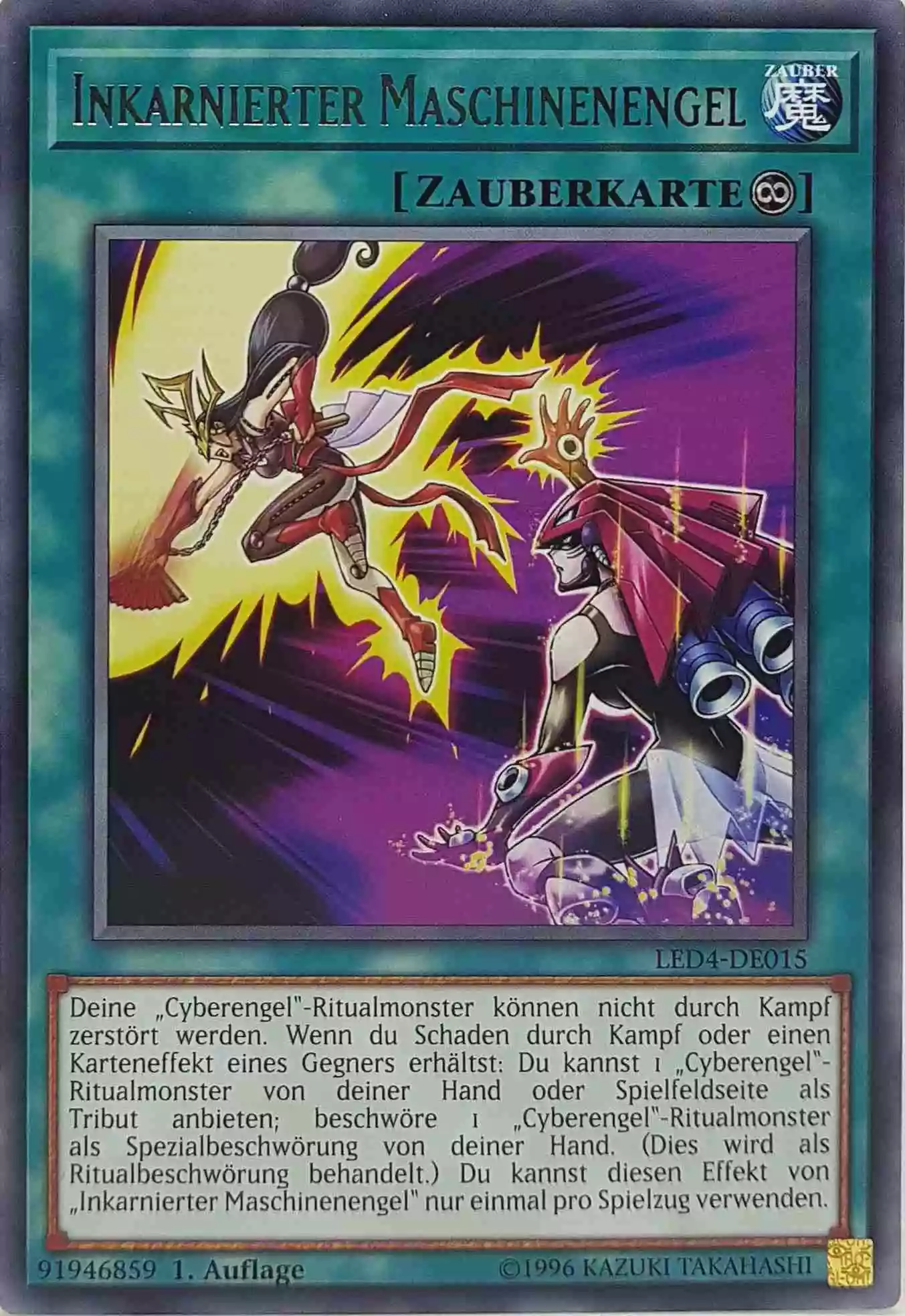 Inkarnierter Maschinenengel LED4-DE015 ist in Rare Yu-Gi-Oh Karte aus Legendary Duelists Sisters of the Rose 1. Auflage