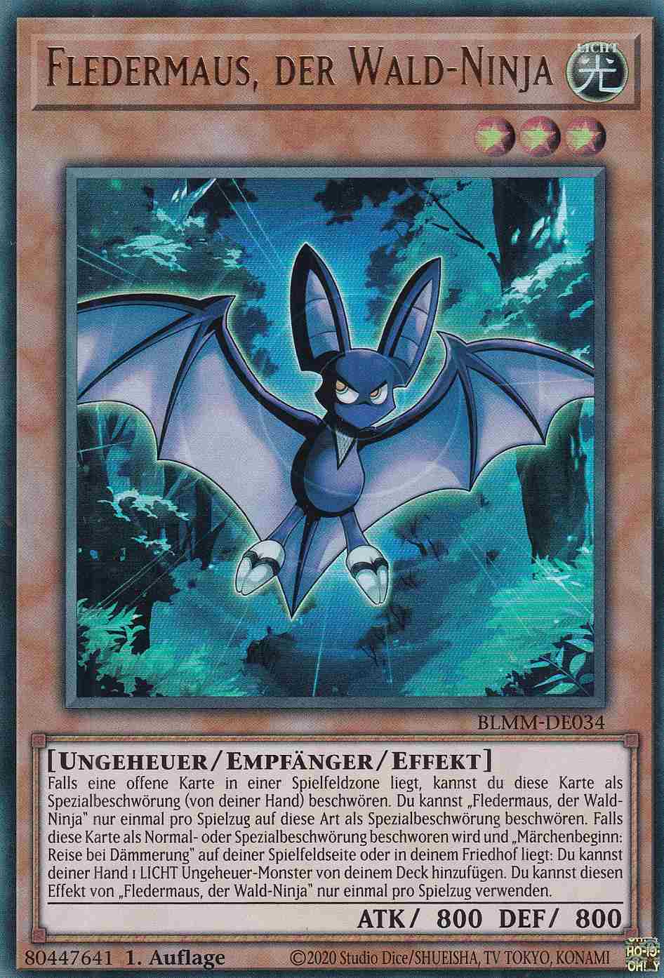 Fledermaus, der Wald-Ninja BLMM-DE034 ist in Ultra Rare Yu-Gi-Oh Karte aus Battles of Legend Monster Mayhem 1.Auflage