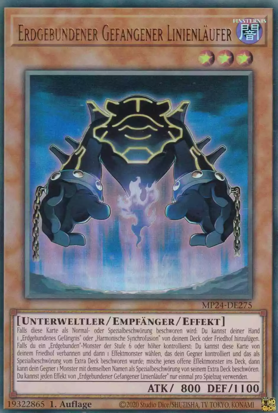 Erdgebundener Gefangener Linienläufer Ultra Rare MP24-DE275 Yugioh Karte Erdgebundener Gefangener Linienläufer MP24-DE275 ist in Ultra Rare Yu-Gi-Oh Karte aus 25th Anniversary Tin Dueling Mirrors 1.Auflage