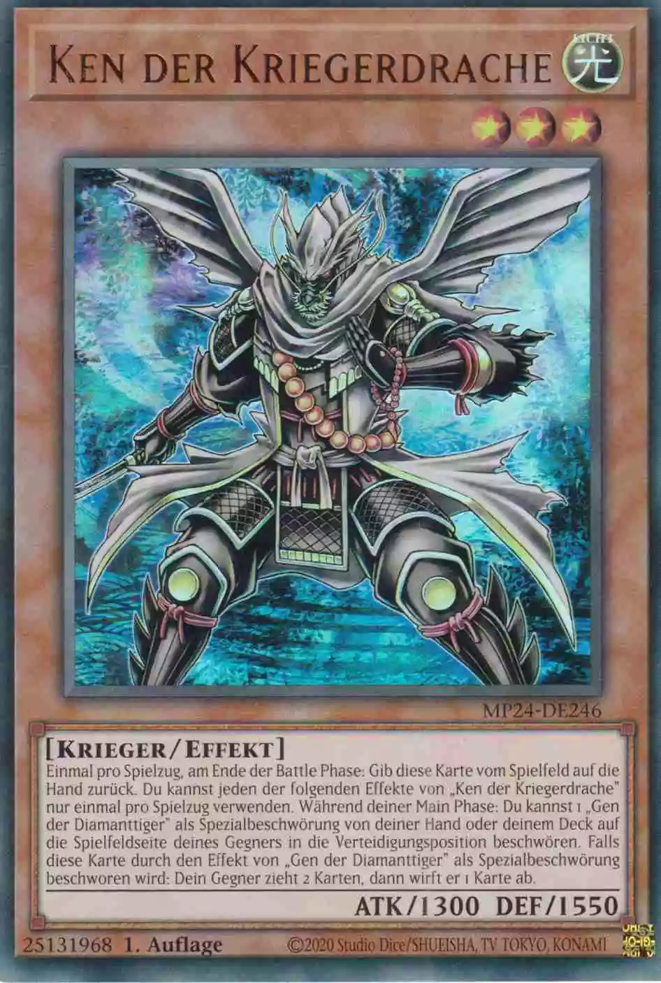 Ken der Kriegerdrache Ultra Rare MP24-DE246 Yugioh Karte Ken der Kriegerdrache MP24-DE246 ist in Ultra Rare Yu-Gi-Oh Karte aus 25th Anniversary Tin Dueling Mirrors 1.Auflage