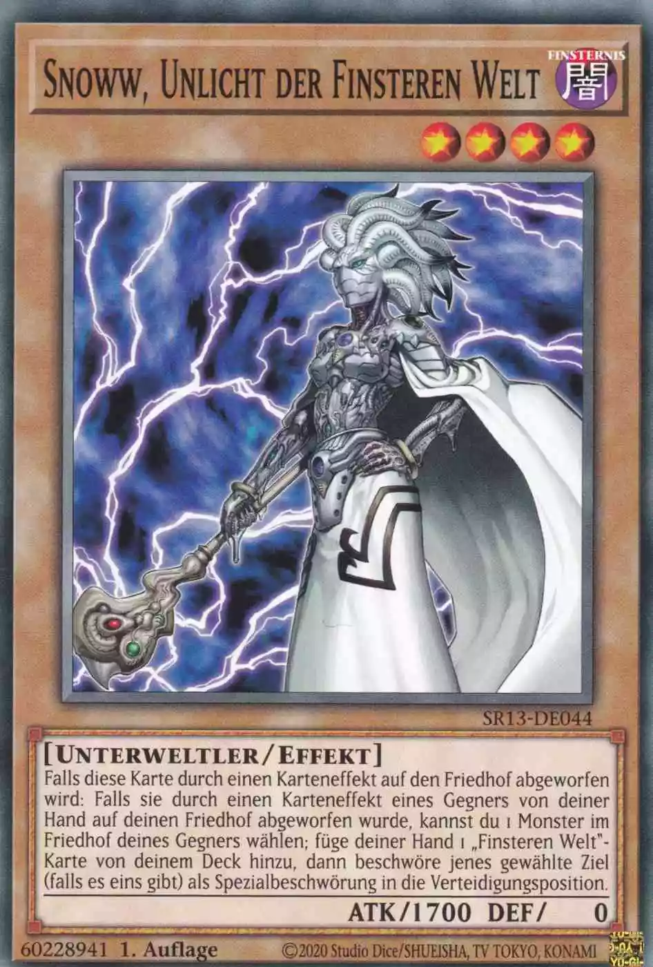 Snoww, Unlicht der Finsteren Welt SR13-DE044 ist in Common Yu-Gi-Oh Karte aus Dark World 1.Auflage