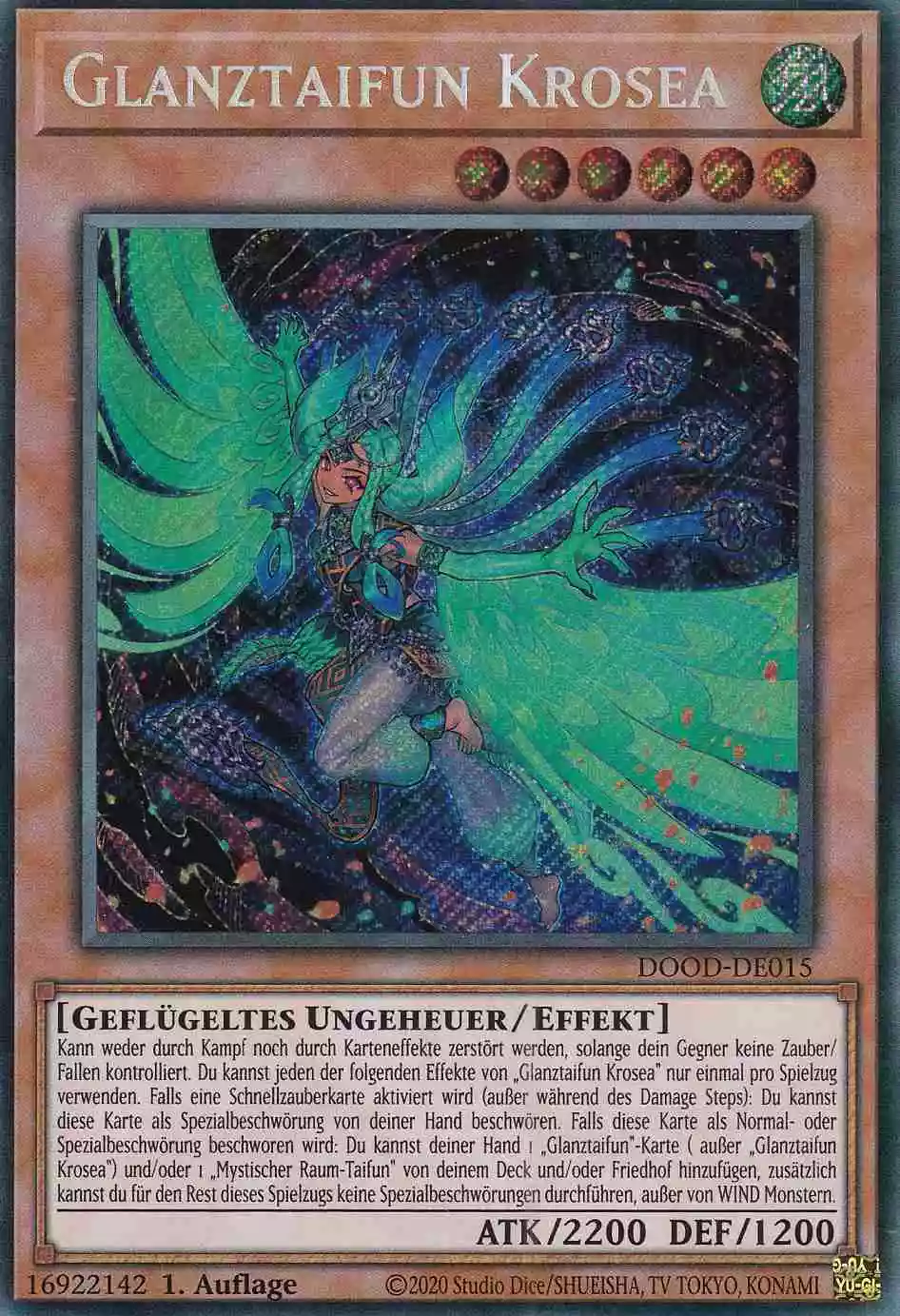 Glanztaifun Krosea Secret Rare DOOD-DE015 Yugioh Karte Glanztaifun Krosea DOOD-DE015 ist in Secret Rare Yu-Gi-Oh Karte aus Doom of Dimensions 1.Auflage