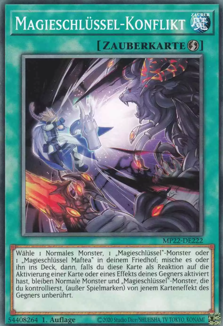 Magieschlüssel-Konflikt MP22-DE222 ist in Common Yu-Gi-Oh Karte aus Tin of the Pharaoh’s Gods 1.Auflage