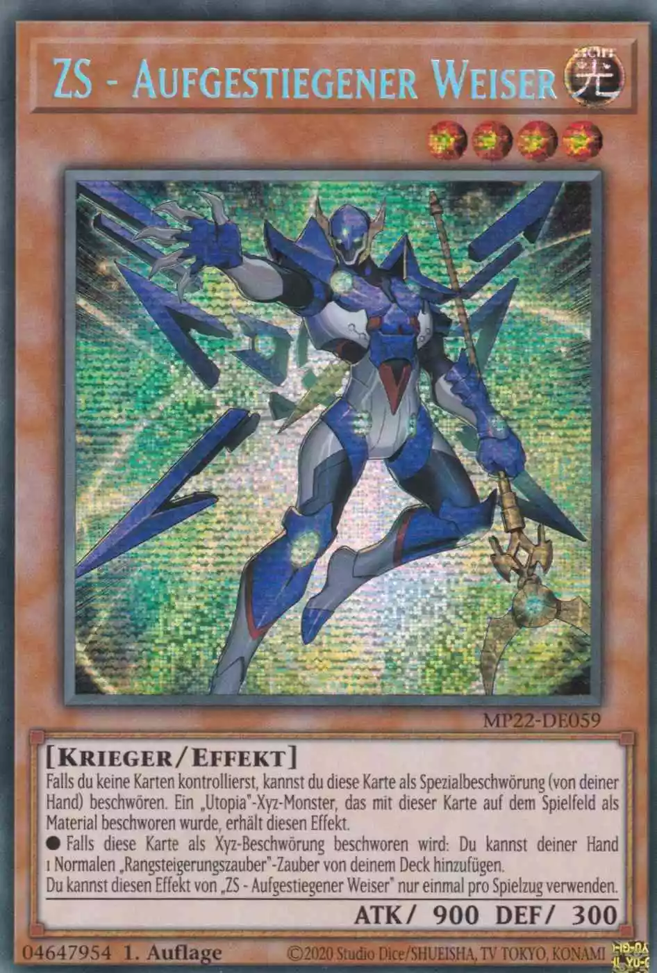 ZS - Aufgestiegener Weiser MP22-DE059 ist in Prismatic Secret Rare Yu-Gi-Oh Karte aus Tin of the Pharaoh’s Gods 1.Auflage