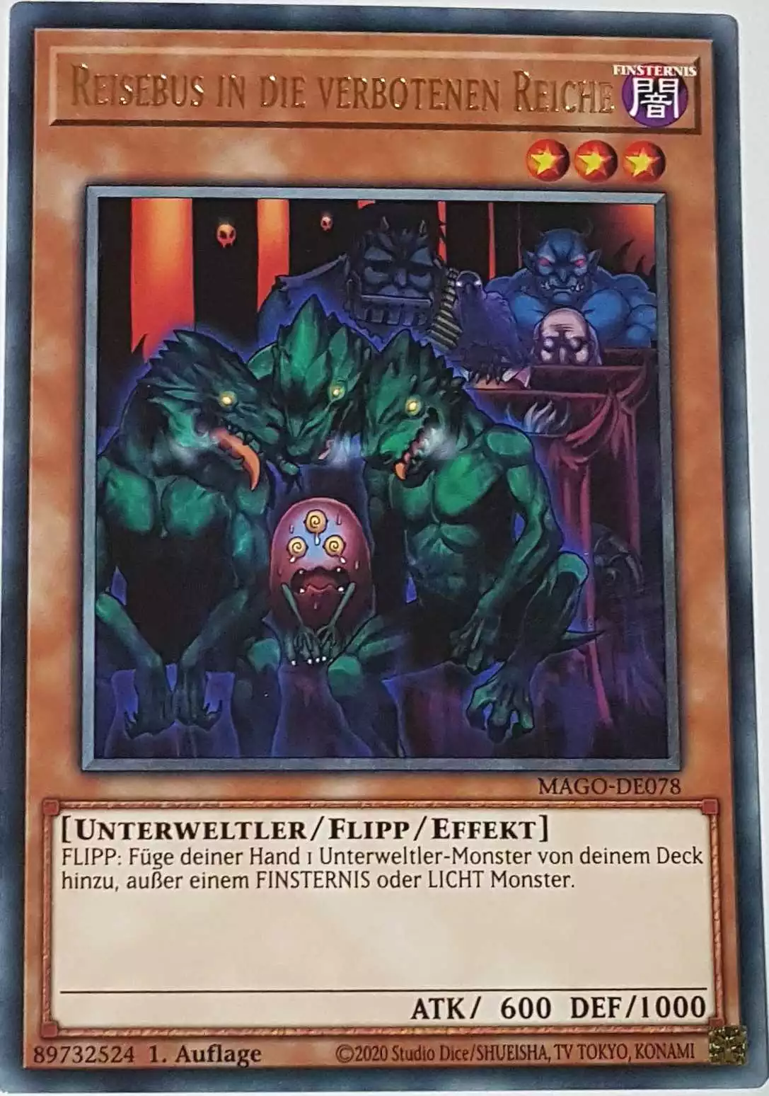 Reisebus in die verbotenen Reiche MAGO-DE078 ist in Gold Rare Yu-Gi-Oh Karte aus Maximum Gold 1. Auflage