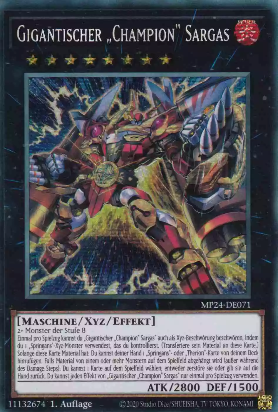 Gigantischer „Champion“ Sargas MP24-DE071 ist in Prismatic Secret Rare Yu-Gi-Oh Karte aus 25th Anniversary Tin Dueling Mirrors 1.Auflage