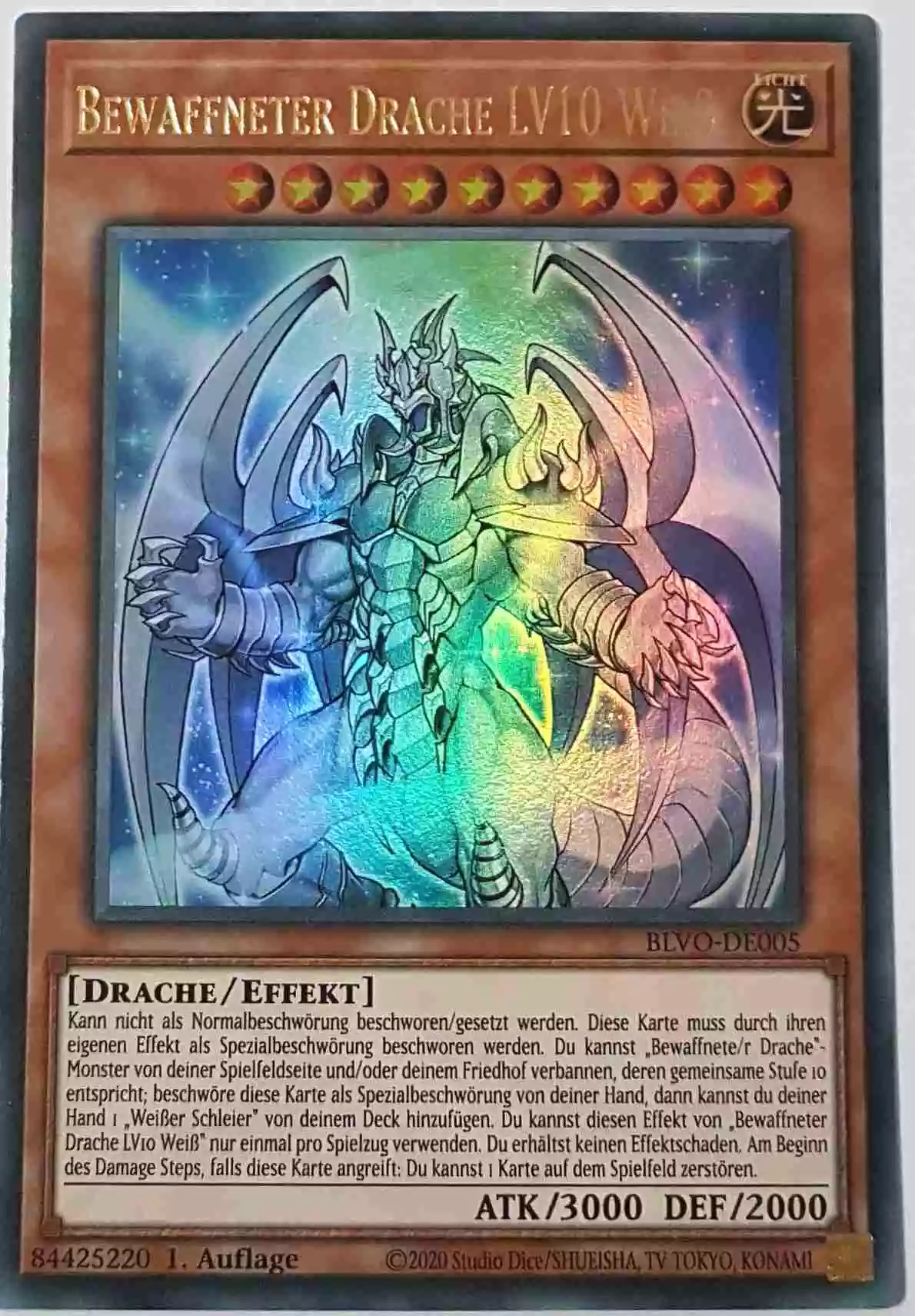 Bewaffneter Drache LV10 Weiß BLVO-DE005 ist in Ultra Rare Yu-Gi-Oh Karte aus Blazing Vortex 1.Auflage