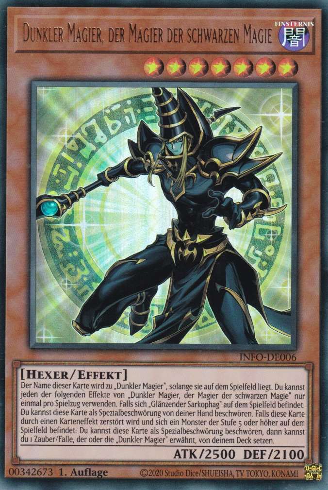 Dunkler Magier, der Magier der schwarzen Magie INFO-DE006 ist in Ultra Rare Yu-Gi-Oh Karte aus The Infinite Forbidden 1.Auflage